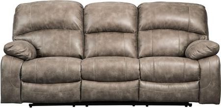 Signature Designashley Dunwell Faux Leather Reclining Sofa 5160115 With Black Faux Leather Usb Charging Ottomans (View 10 of 20)
