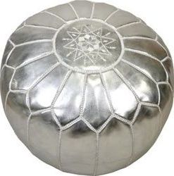 Silver Leather Moroccan Pouffe $ (View 4 of 20)