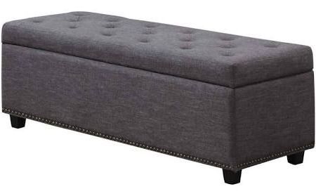 Simpli Home 3axcot 239 Gl Hamilton Large Rectangular Fabric | Ottomans Intended For Natural Fabric Square Ottomans (View 2 of 20)