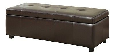 Simpli Home Castleford 48" Wide Brown Bonded Leather Rectangular Intended For Brown Leather Hide Round Ottomans (View 5 of 20)