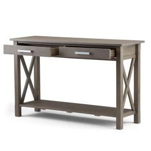 Simpli Home Kitchener Farmhouse Grey Storage Console Table 3axcrgl003 Throughout Modern Farmhouse Console Tables (View 4 of 20)