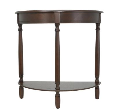 Simplicity Walnut Half Round Console Table Perfect For Foyer Or Living Inside Leaf Round Console Tables (View 8 of 20)