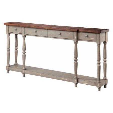 Simpson 4 Drawer Console In Grey – Walmart | Entryway Console Table Throughout Black Wood Storage Console Tables (View 12 of 20)