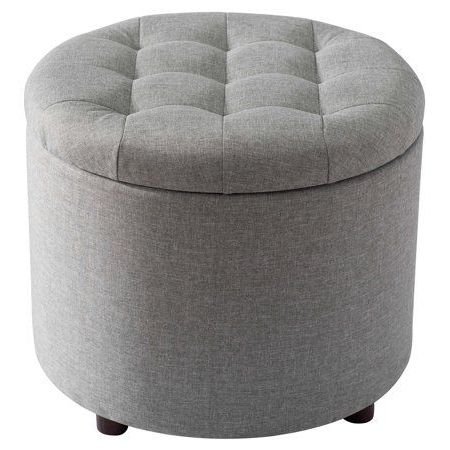 Sj Collection Round Tufted Ottoman With Storage, 5 In 1 Chest Seating For Brown Fabric Tufted Surfboard Ottomans (View 9 of 20)