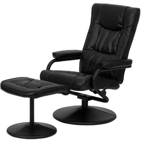 Skb Family Black Faux Leather Recliner Chair With Swivel Seat And Pertaining To Onyx Black Modern Swivel Ottomans (View 5 of 20)