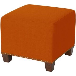 Skyline Furniture Cube Ottoman In Bombay Mango Cotton – 17955152 Regarding Orange Fabric Nail Button Square Ottomans (View 13 of 20)