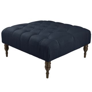 Skyline Furniture Tufted Cocktail Ottoman In Linen Navy | Overstock In Linen Sandstone Tufted Fabric Cocktail Ottomans (View 2 of 20)
