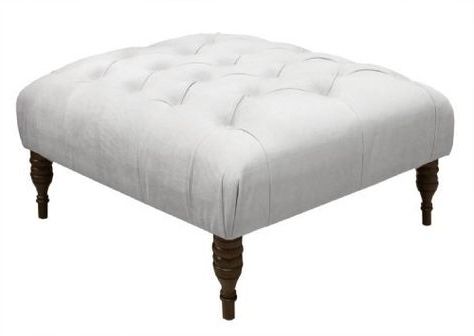 Skyline Furniture Tufted Cocktail Ottoman In Velvet Whiteskyline Throughout Silver And White Leather Round Ottomans (View 17 of 20)