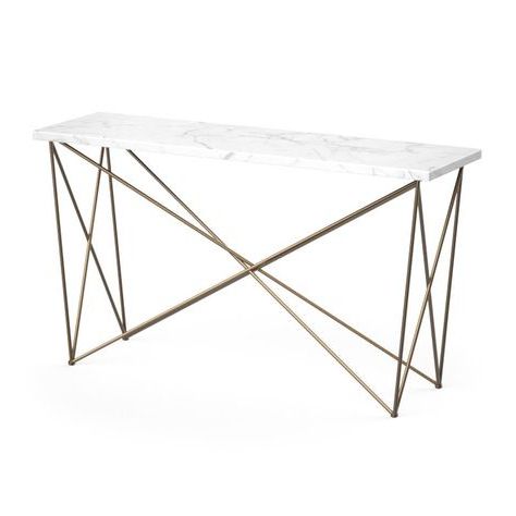 Skyy Console Table – Antique Brass – White Marble | Table, Console Within White Marble Console Tables (View 3 of 20)