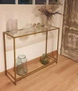 Slim Glass Console Table Modern Accent Sofa Table Hallway Unit Narrow Pertaining To Geometric Glass Top Gold Console Tables (View 13 of 20)