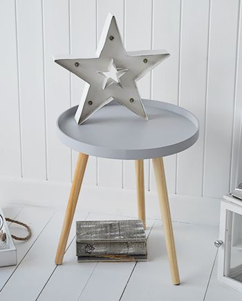 Small Grey Wooden Bedside Table With Tripod Legs Inside Console Tables With Tripod Legs (View 7 of 20)