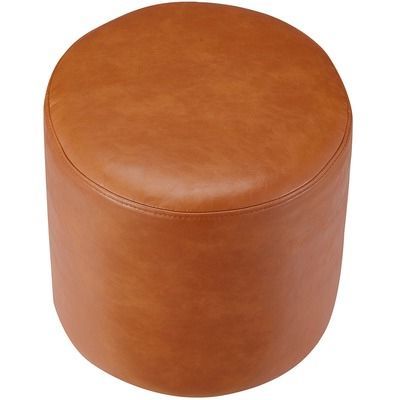 Small Round Victoria Leather Ottoman In 2020 | Leather Ottoman, Round Pertaining To Smoke Gray  Round Ottomans (View 18 of 20)