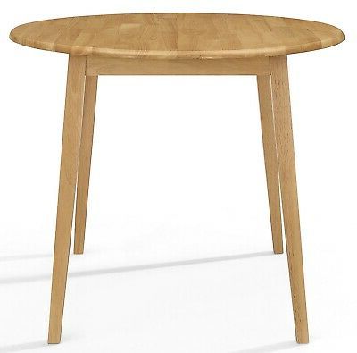 Small Wooden Kitchen Drop Leaf Round Dining Table In Oak Finish |100% In Leaf Round Console Tables (View 18 of 20)