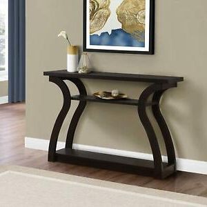 Sofa Console Table Wooden Accent Tables Shelves Entryway Dark Brown For 3 Piece Shelf Console Tables (View 6 of 20)