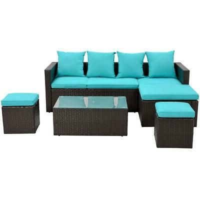 Sofa Set 5 Piece Patio Furniture Pe Rattan Wicker Sectional Lounger | Ebay Throughout 5 Piece Console Tables (View 1 of 20)