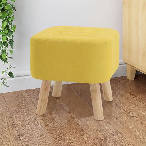 Soft Pouffe Padded Footstool Ottoman Upholstered Foot Stool Square Seat With Regard To Natural Solid Cylinder Pouf Ottomans (View 9 of 20)
