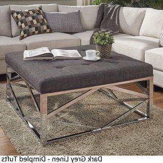 Solene Geometric Base Square Ottoman Coffee Table – Chromeinspire Q With Regard To Gray And Cream Geometric Cuboid Pouf Ottomans (View 18 of 20)