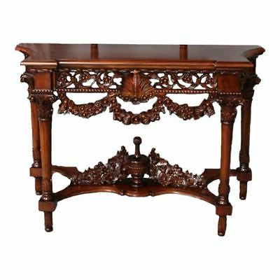 Solid Mahogany Wood Hand Carved Ursula Hall / Console Table Antique Within Hand Finished Walnut Console Tables (View 4 of 20)