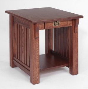 Solid Oak Authentic Mission End Table – 21" X 25" – The Oak Furniture Shop Inside Metal And Mission Oak Console Tables (View 7 of 20)