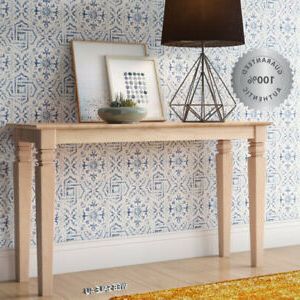 Solid Wood Console Sofa Table Unfinished Natural Rustic Farmhouse For Natural Wood Console Tables (View 11 of 20)