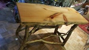 Spalted Wood Rustic Live Edge Sofa Table Hand Made W/log Legs (View 18 of 20)