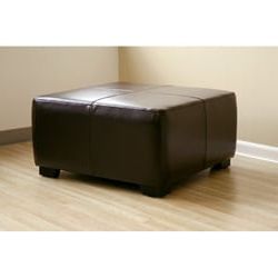 Square Dark Brown Bi Cast Leather Ottoman – 1015446 – Overstock With Regard To Dark Brown Leather Pouf Ottomans (View 8 of 20)