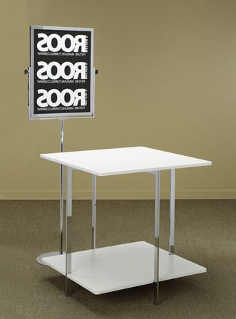 Square Display Table – White Melamine/polished Chrome Intended For Square Black And Brushed Gold Console Tables (View 3 of 20)