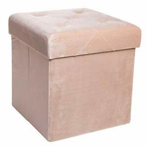 Square Storage Ottoman With Padded Seat, Folding Foot Rest, Velvet Regarding Gray Velvet Ottomans With Ample Storage (View 6 of 20)