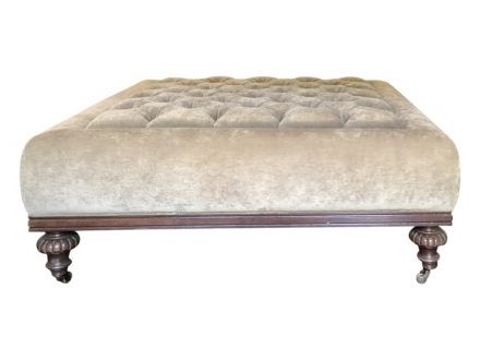 Square Tufted Ottoman Upholstered In Crushed Brown Velvet • The Local Vault Throughout Velvet Pleated Square Ottomans (View 10 of 20)