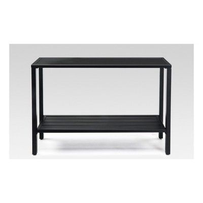 Steel Slat Patio Console Table – Black – Threshold : Target | Outdoor Inside Black Metal Console Tables (View 12 of 20)