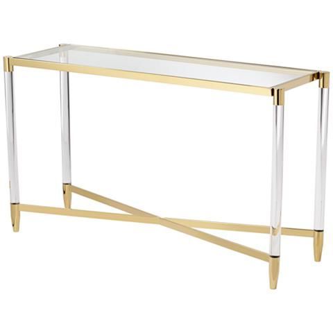 Stefania 50" Wide Gold And Acrylic Modern Console Table – #55k06 Regarding Mirrored Modern Console Tables (View 5 of 20)