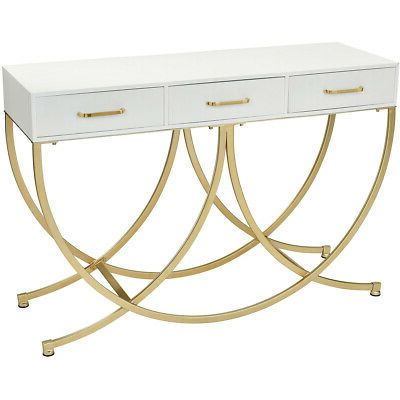 Sterling Industries 351 10555 Slung 47 X 16 Inch Gold/white Console With Regard To White Geometric Console Tables (View 18 of 20)