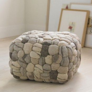 "stone" Covered Foot Stool | Kreatív | Pouf Ottoman, Eclectic Ottomans Pertaining To Cream Wool Felted Pouf Ottomans (View 17 of 20)