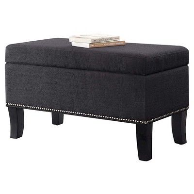 Storage Ottoman Black – Convenience Concepts | Fabric Storage Ottoman Intended For Black Fabric Ottomans With Fringe Trim (View 9 of 20)
