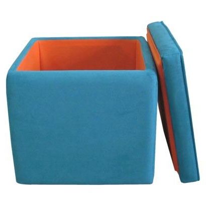 Storage Ottoman Teal : Target Inside Green Fabric Square Storage Ottomans With Pillows (View 7 of 20)
