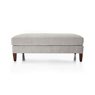Storage Ottomans And Cubes | Crate And Barrel In Cream Velvet Brushed Geometric Pattern Ottomans (View 10 of 20)
