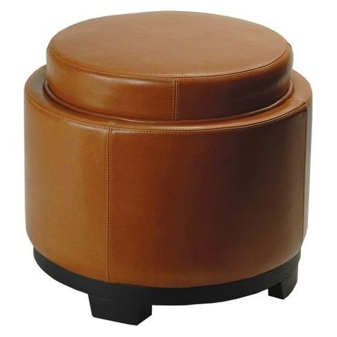 Storage Ottomans Saddle Brown – Safavieh (with Images) | Round Storage Pertaining To Brown Leather Square Pouf Ottomans (View 15 of 20)
