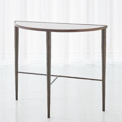 Studio A Hammered Console – Bronze W/white Marble | Marble Console Inside White Marble Console Tables (View 7 of 20)