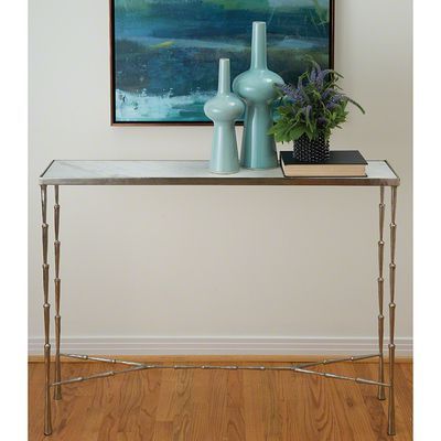 Studio A Spike Console – Antique Nickel W/white Marble | Marble Console Inside White Marble Console Tables (View 4 of 20)