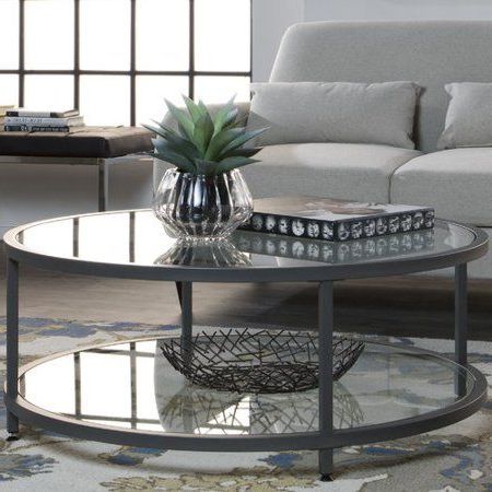 Studio Designs Home Camber 2 Tier Modern 38" Round Coffee Table In Intended For Glass And Pewter Console Tables (View 16 of 20)