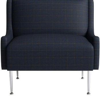 Study Wingback Chair – Cb2 With Royal Blue Round Accent Stools With Fringe Trim (View 8 of 20)
