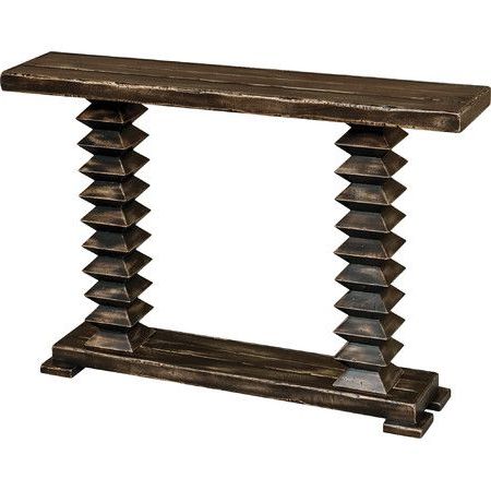 Stylist's Tip: Showcasing A Rich Brown Finish And Eye Catching Carved With Regard To Rustic Bronze Patina Console Tables (View 13 of 20)