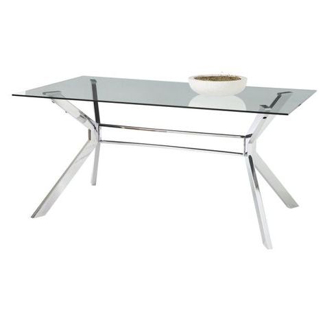 Sunpan Tista Dining Table – Chrome | Rectangle Dining Table, Glass Inside Chrome And Glass Rectangular Console Tables (View 12 of 20)