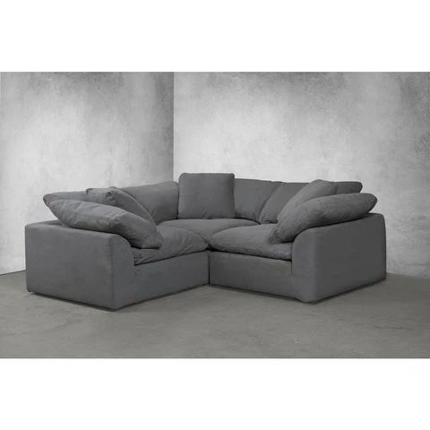 Sunset Trading Cloud Puff 3 Piece Slipcovered Modular Sectional Small L Throughout L Shaped Console Tables (View 14 of 20)
