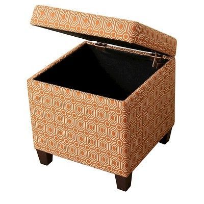 Sunshine Storage Cube Ottoman – Orange – Homepop | Cube Ottoman Regarding Orange Fabric Modern Cube Ottomans (View 18 of 20)