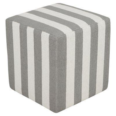 Surya Picnic Striped Pouf Medium Gray/white – Pcpf 010 | Outdoor For Gray Stripes Cylinder Pouf Ottomans (View 9 of 20)