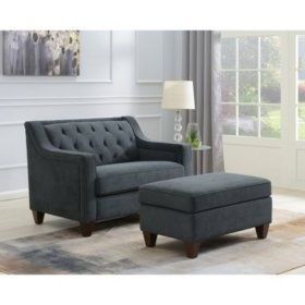 Sutton Chair And Ottoman Set – Sam's Club | Storage Ottoman, Living For Multi Color Fabric Storage Ottomans (View 16 of 20)