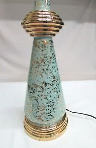 Table Lamp Light Deena China 24 Karat Gold Turquoise Blue Retro 24k In Antique Blue Gold Console Tables (View 4 of 20)