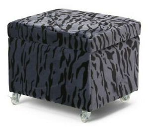 Tainoki Fae Filing Ottoman Nwt Black And Blue Tiger Cheetah Pattern | Ebay Throughout Black And White Zigzag Pouf Ottomans (View 12 of 20)