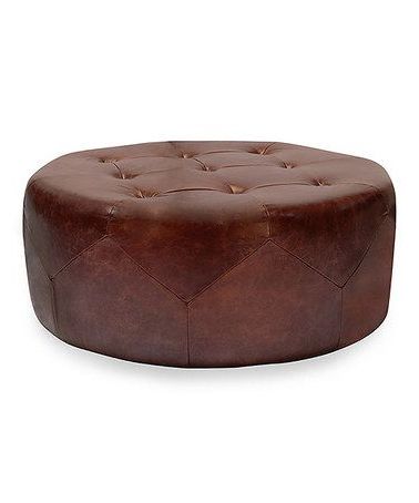 Take A Look At This Brown Freeman Distressed Leather Ottomanvolo On In Gray Fabric Round Modern Ottomans With Rope Trim (View 1 of 20)